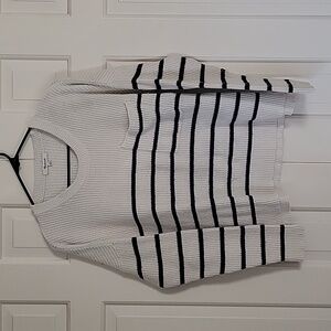 Madewell womens offwhite and blue stripe long sleeve sweater sz M Nautical